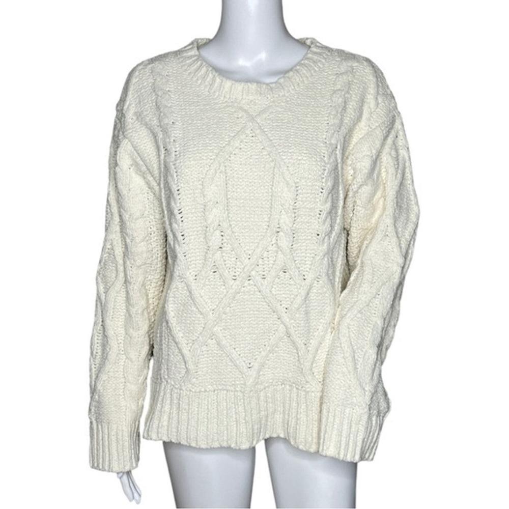 Dress Forum Sweater Womens Medium Cream Cable Knit Chunky Neutral‎ Minimalist